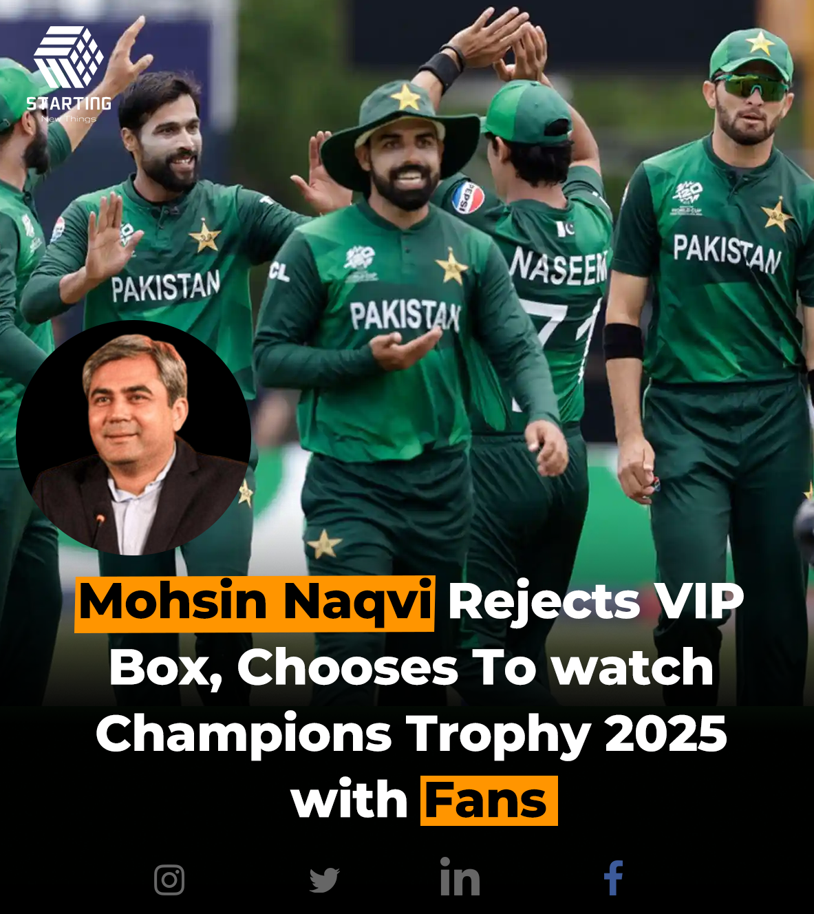 Mohsin Naqvi rejects VIP box, watches Champions Trophy match with Fans.