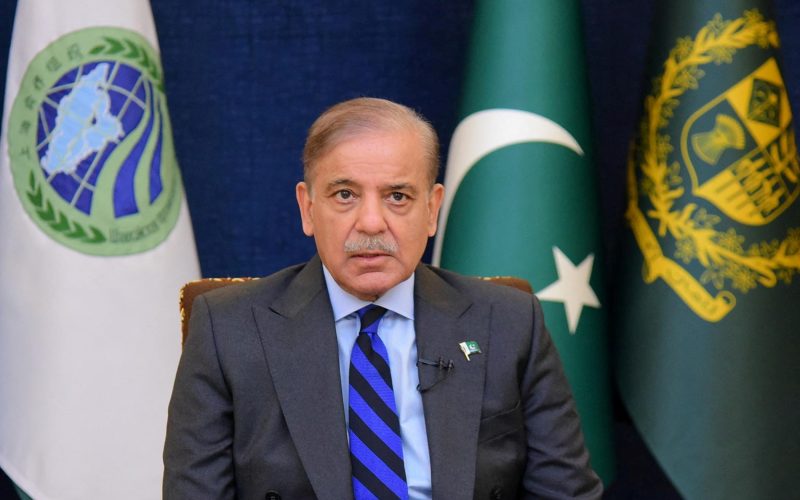 Pakistan's Prime Minister Shehbaz Sharif, addresses the 23rd Shanghai Cooperation Organization (SCO) Summit, hosted virtually by India, in Islamabad, Pakistan July 4, 2023. Press Information Department (PID)/Handout via REUTERS